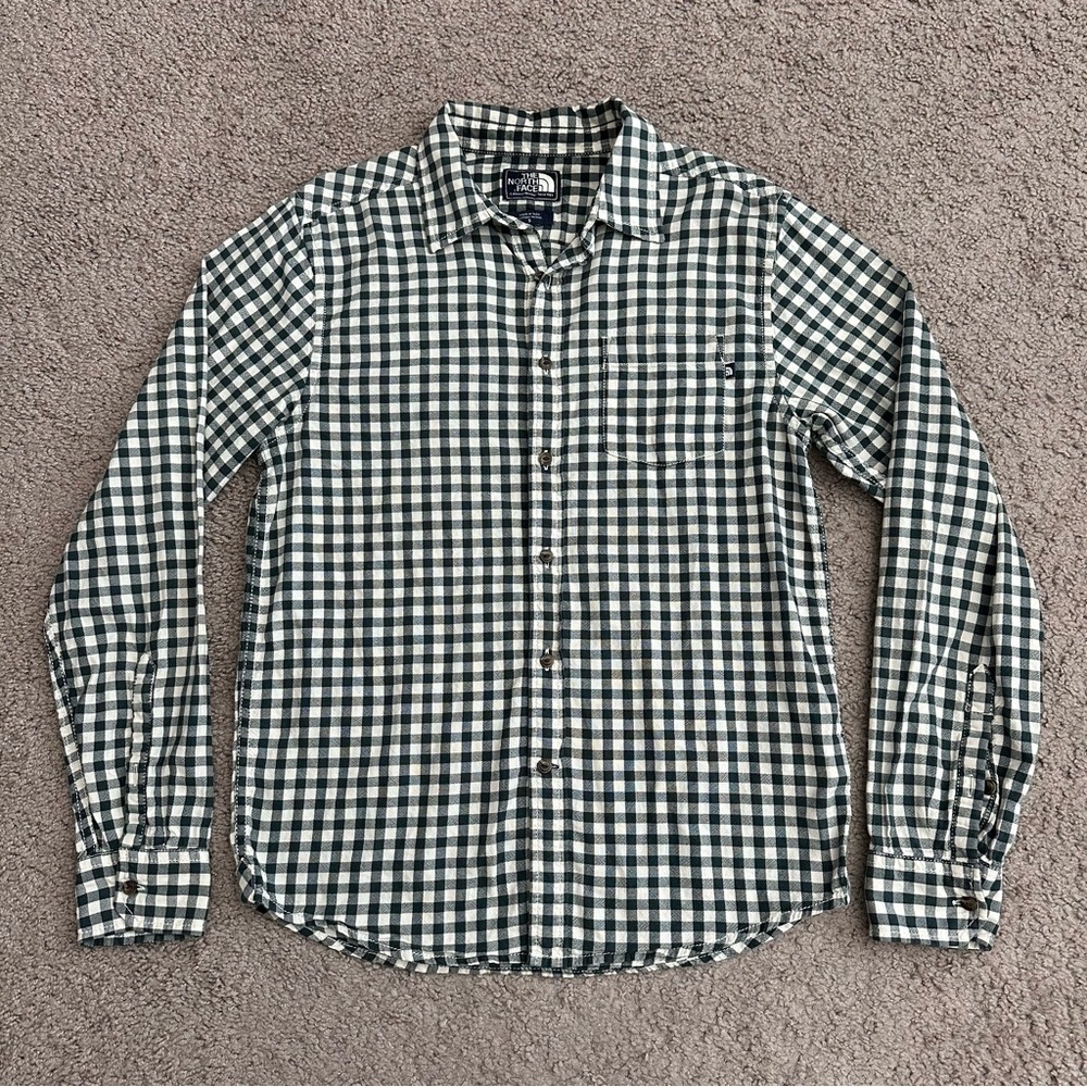 The North Face Shirt Mens Size S Green Plaid Button Up Long Sleeve